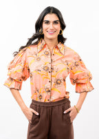 Pointed Collar Poof Sleeve Shirt