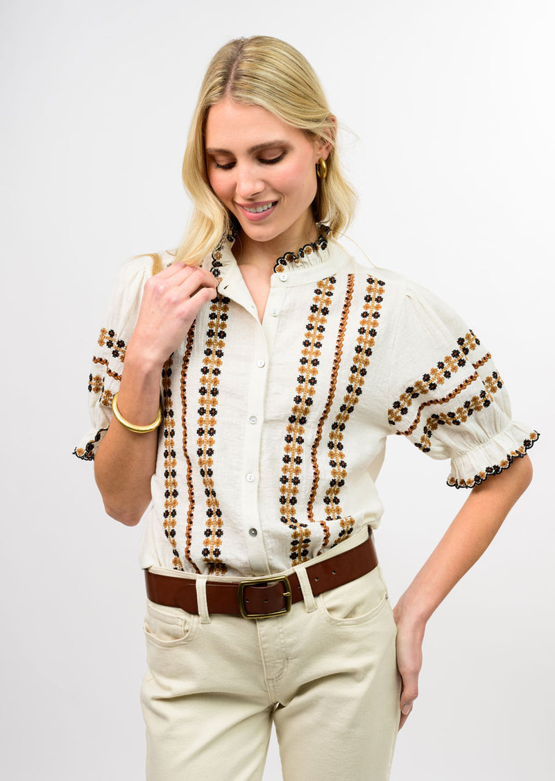 Rows of Embroiderey Blouse 621634 Ivy Jane Jilli Boutique  Top 
