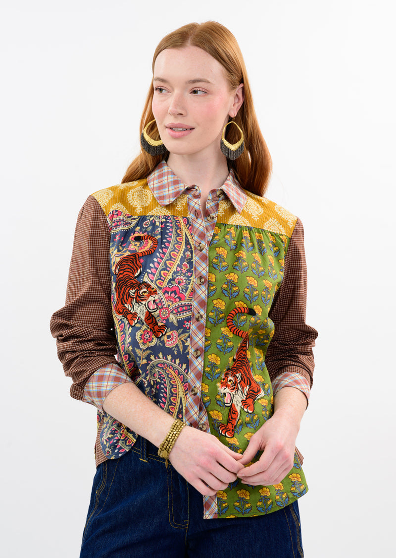 Ivy Jane Tiger Embroidered Patch shirt Jilli Boutique