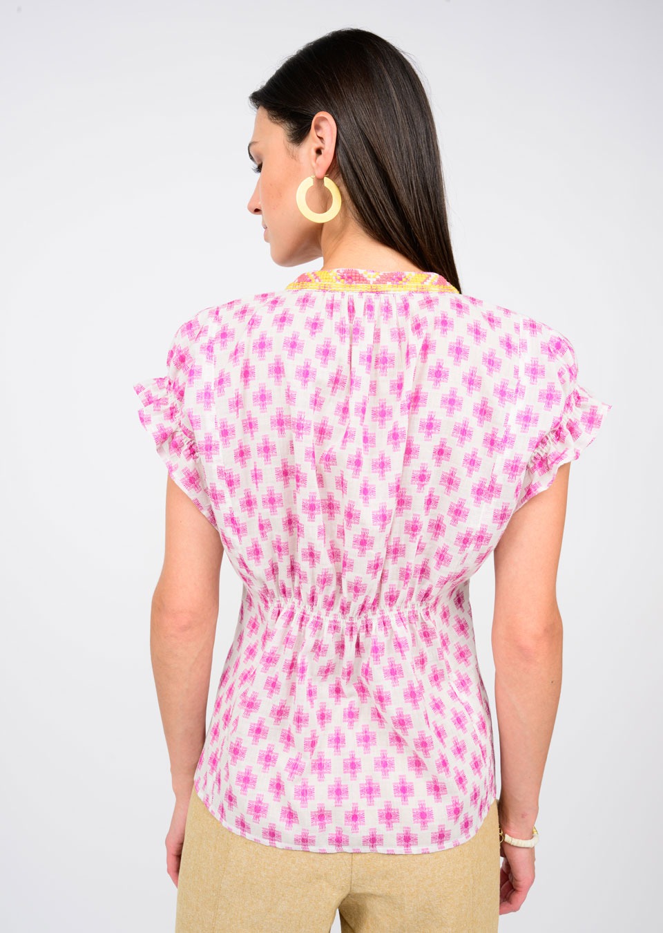 Ivy Jane Women's Trellis Stitched Popover Top 641439 Pink Jilli Boutique