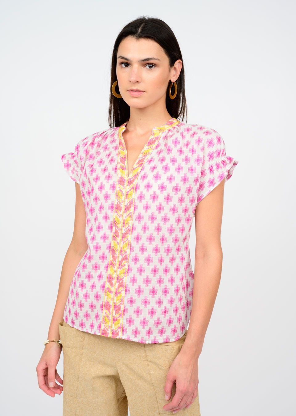 Ivy Jane Women's Trellis Stitched Popover Top Jilli Boutique