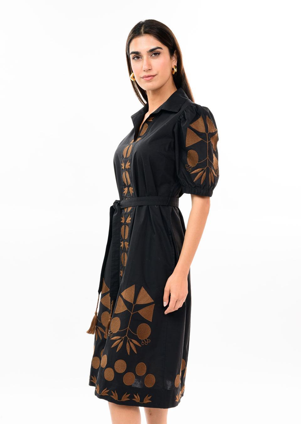 Placket Embroidered Dress Black Uncle Frank Jilli Boutique Ivy Jane