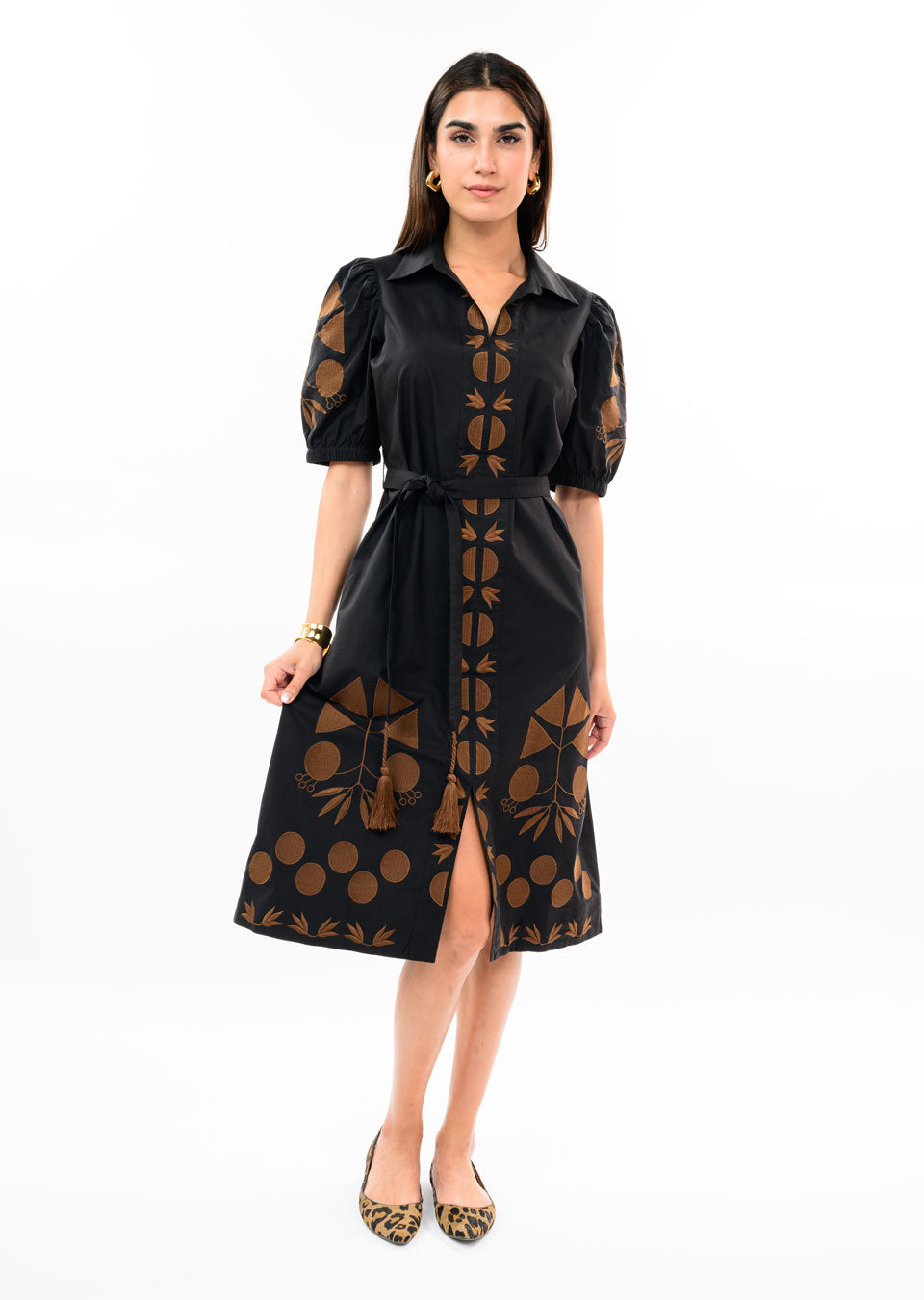 Placket Embroidered Dress Black Uncle Frank Jilli Boutique 73697