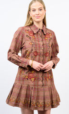 Plaid Embroidered Dress