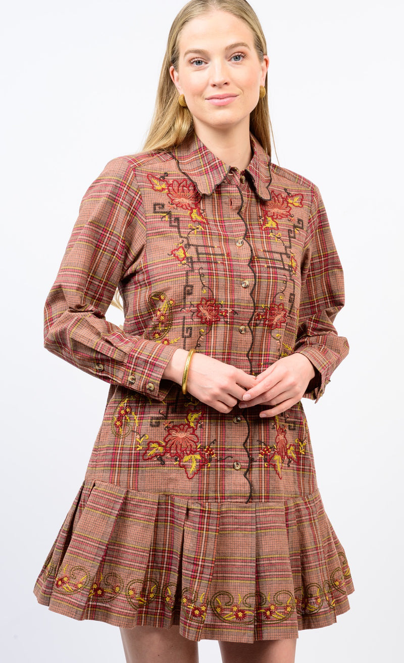 Uncle Frank Plaid Embroidered Dress Style 72696 Jilli Boutique