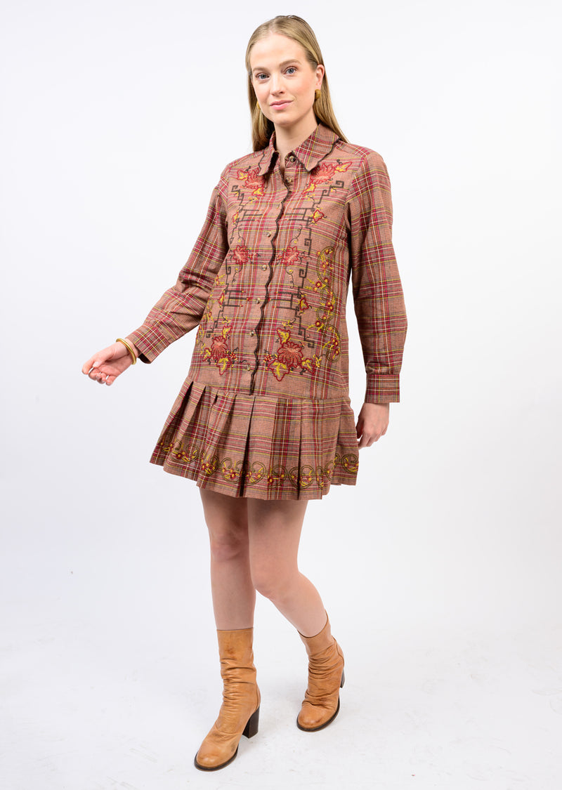 Uncle Frank Plaid Embroidered Dress 72696 Jilli Boutique Ivy Jane