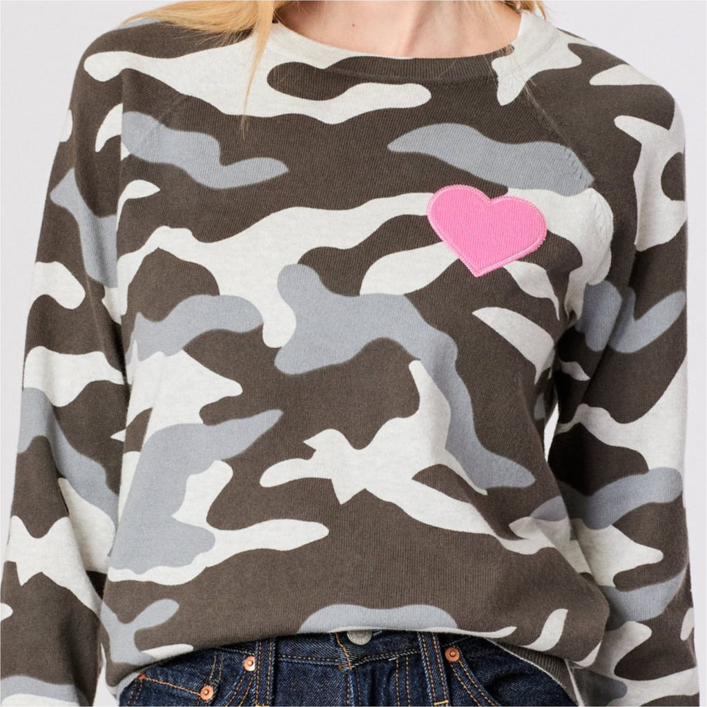 J Society Camo Heart Sweater Jilli Boutique Atlanta