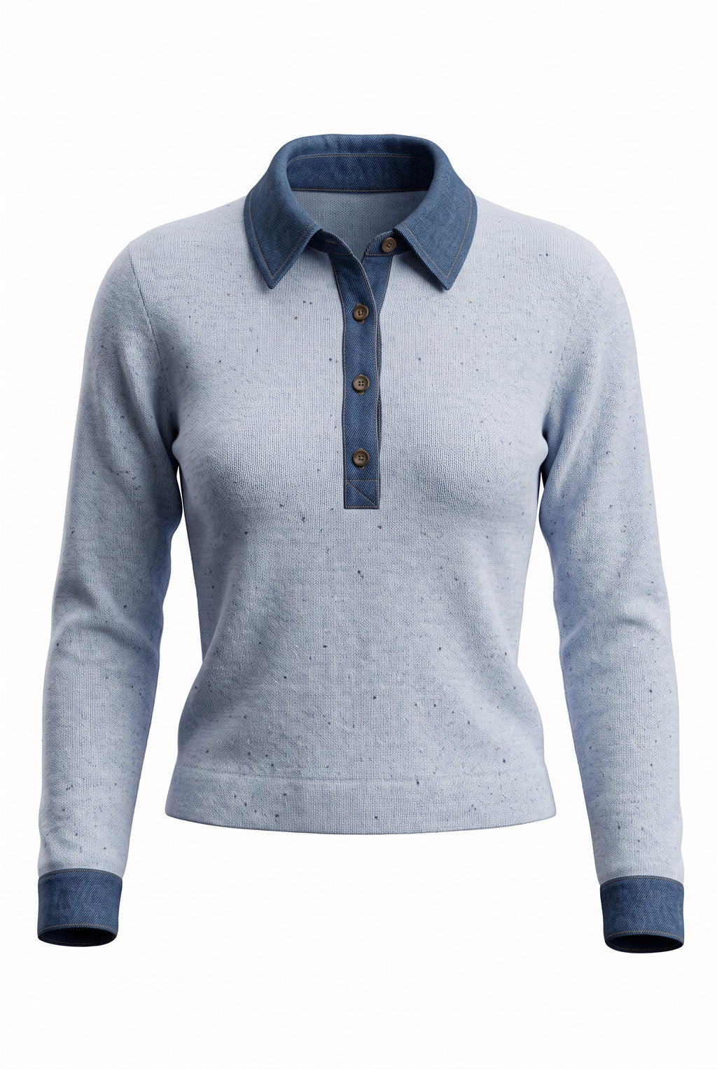 Denim Collar Polo in Blue