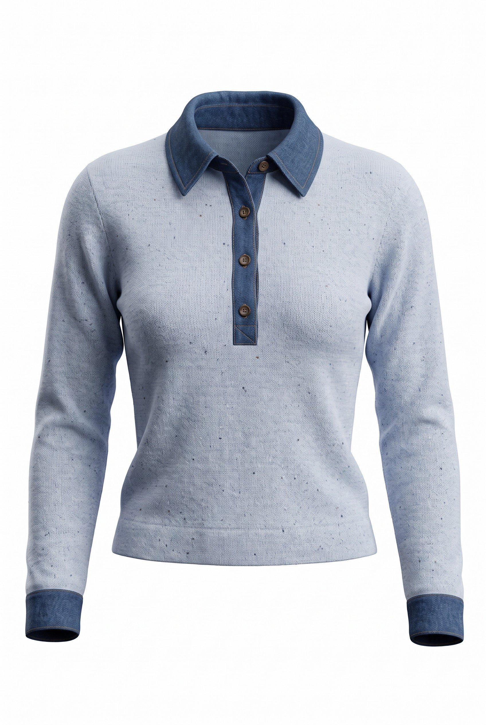 Denim Collar Polo in Blue