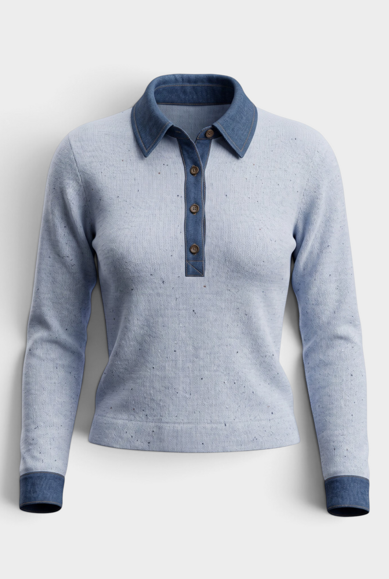 J.Society Denim Collar Shirt Blue Sweater Jilli Boutique
