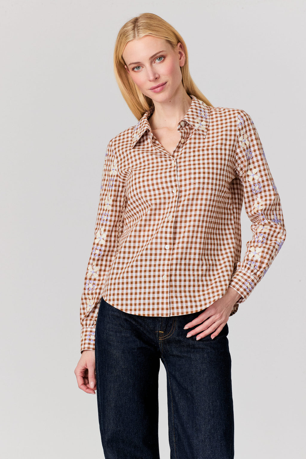 Checked Embroidered Shirt by J Society