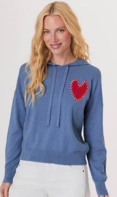 Heart Patch Hoodie J Society Jilli Boutique Blue Red heart sweater