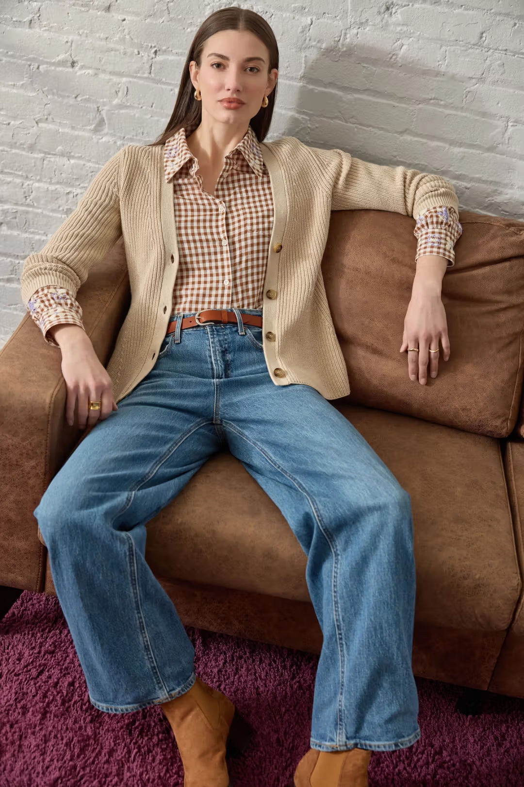 Checked Embroidered Shirt by J Society Jilli Boutique Dunwoody