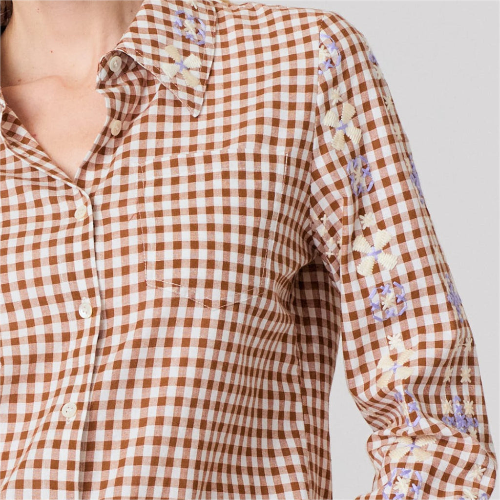 Checked Embroidered Shirt by J Society