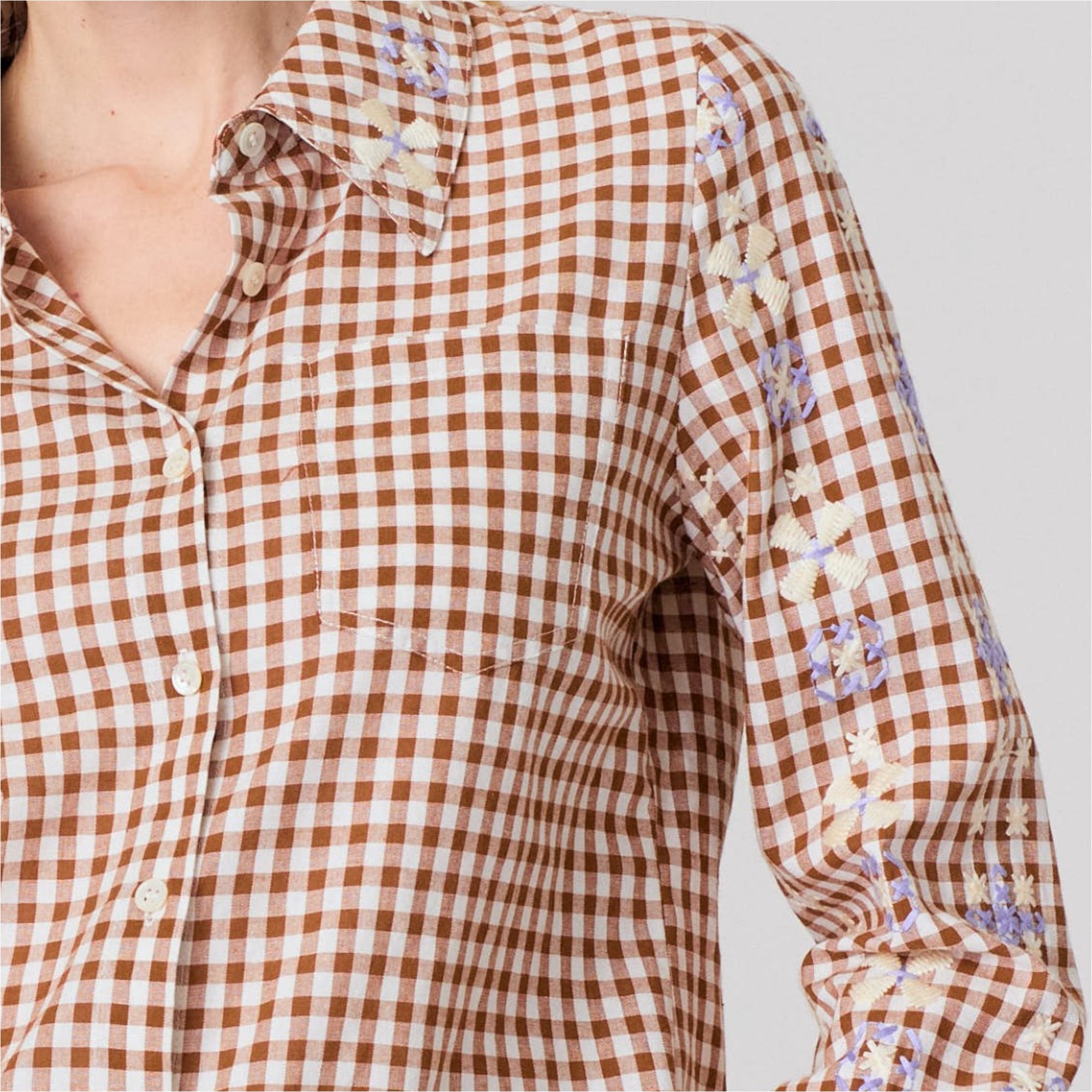 Checked Embroidered Shirt by J Society