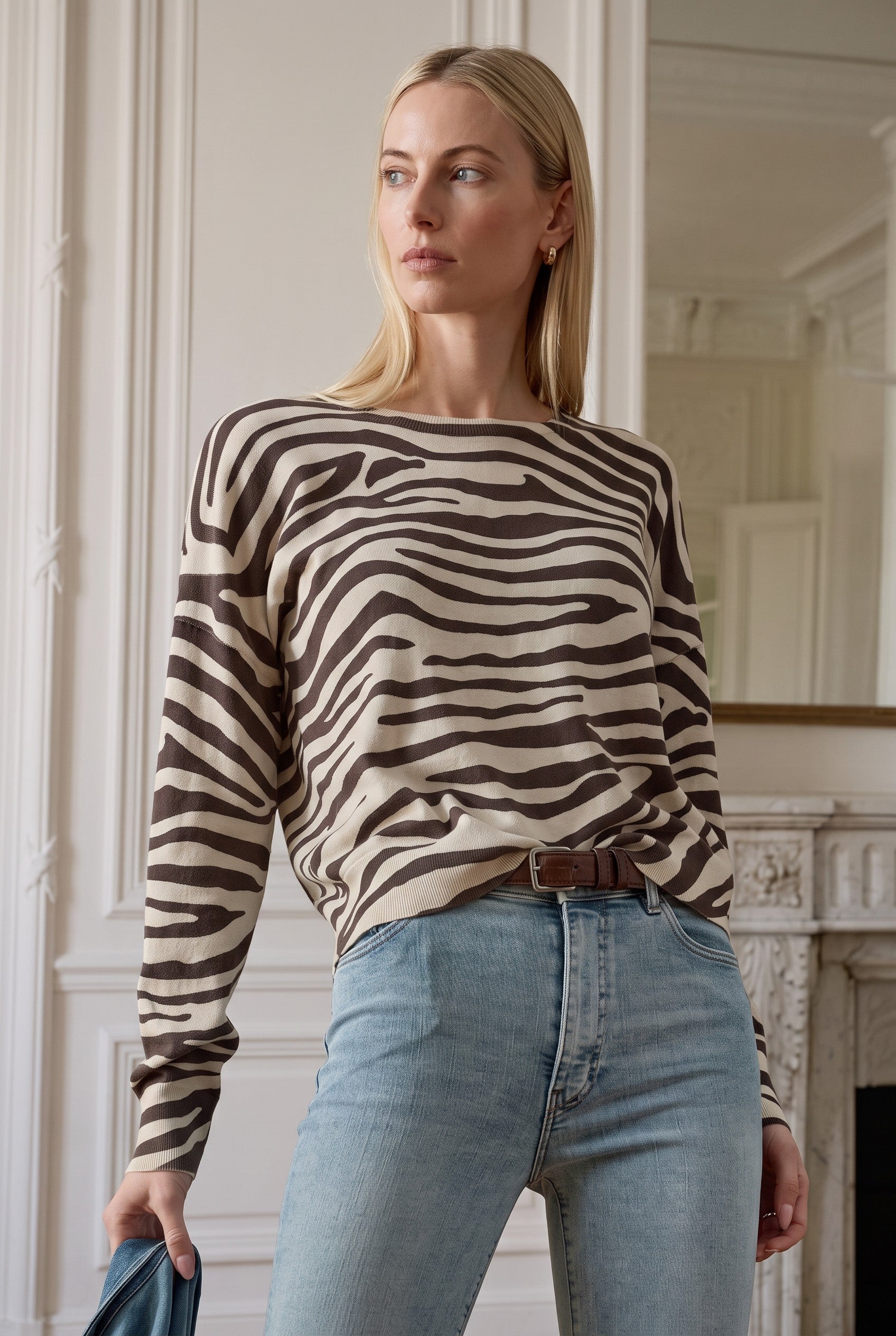 J. Society Tiger Crew Sweater in Oatmeal at Jilli Boutique Atlanta 