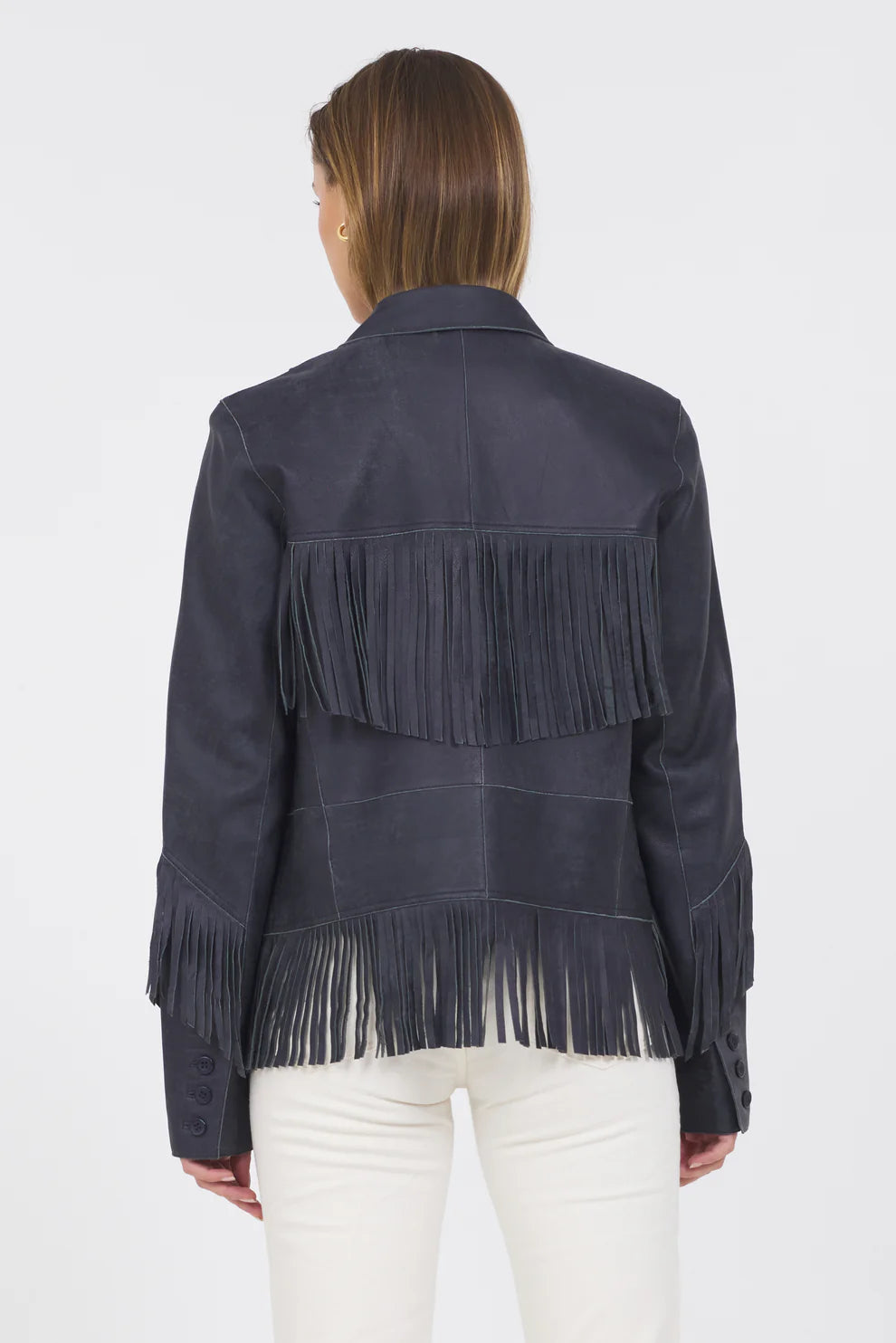 Annie Distressed Leather Fringed Jackett Jacket Jilli Boutique