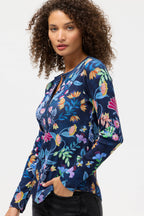 THE JANIE FAVORITE LONG SLEEVE FITTED HENLEY TEE Jilli Boutique