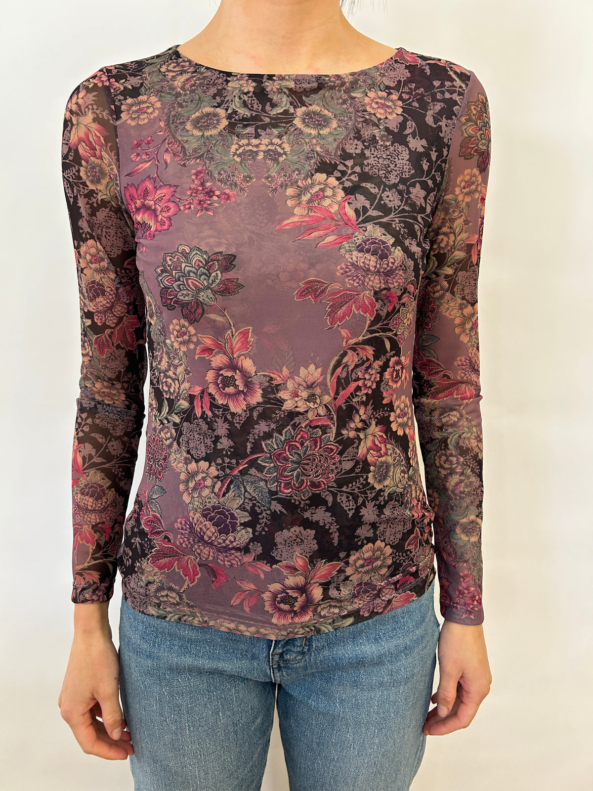 Long Sleeve Boat Neck Mesh Tee - Jemma Johnny Was Jilli Boutique