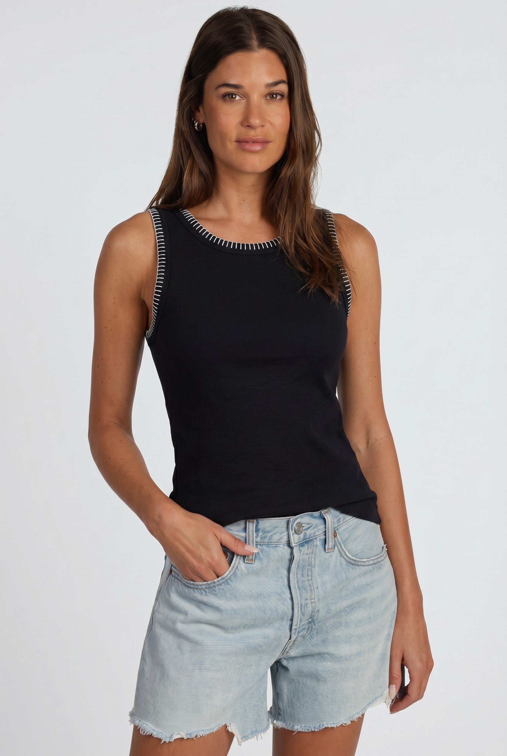 Jude Rib Tank in Black
