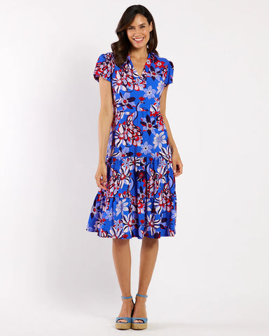  Libby Dress Jude Cloth in Twirling Peacock Cobalt Connally Jilli Boutique