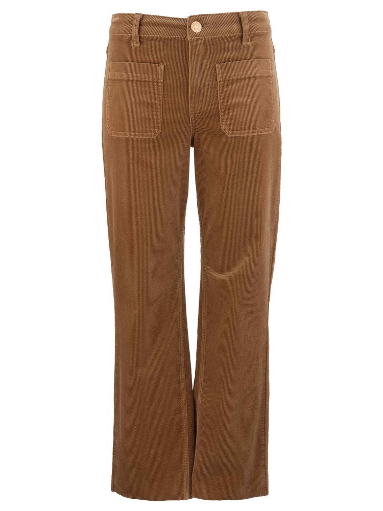 Kelsey Mid Rise Ankle Flare Pant in Camel Courdory Jilli Boutique