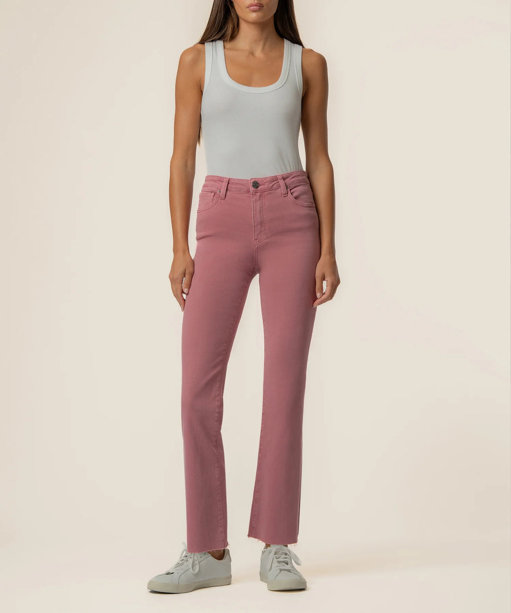 KELSEY HIGH RISE ANKLE FLARE WITH RAW HEM  Rose Garden Kut From The Kloth Jilli Boutique