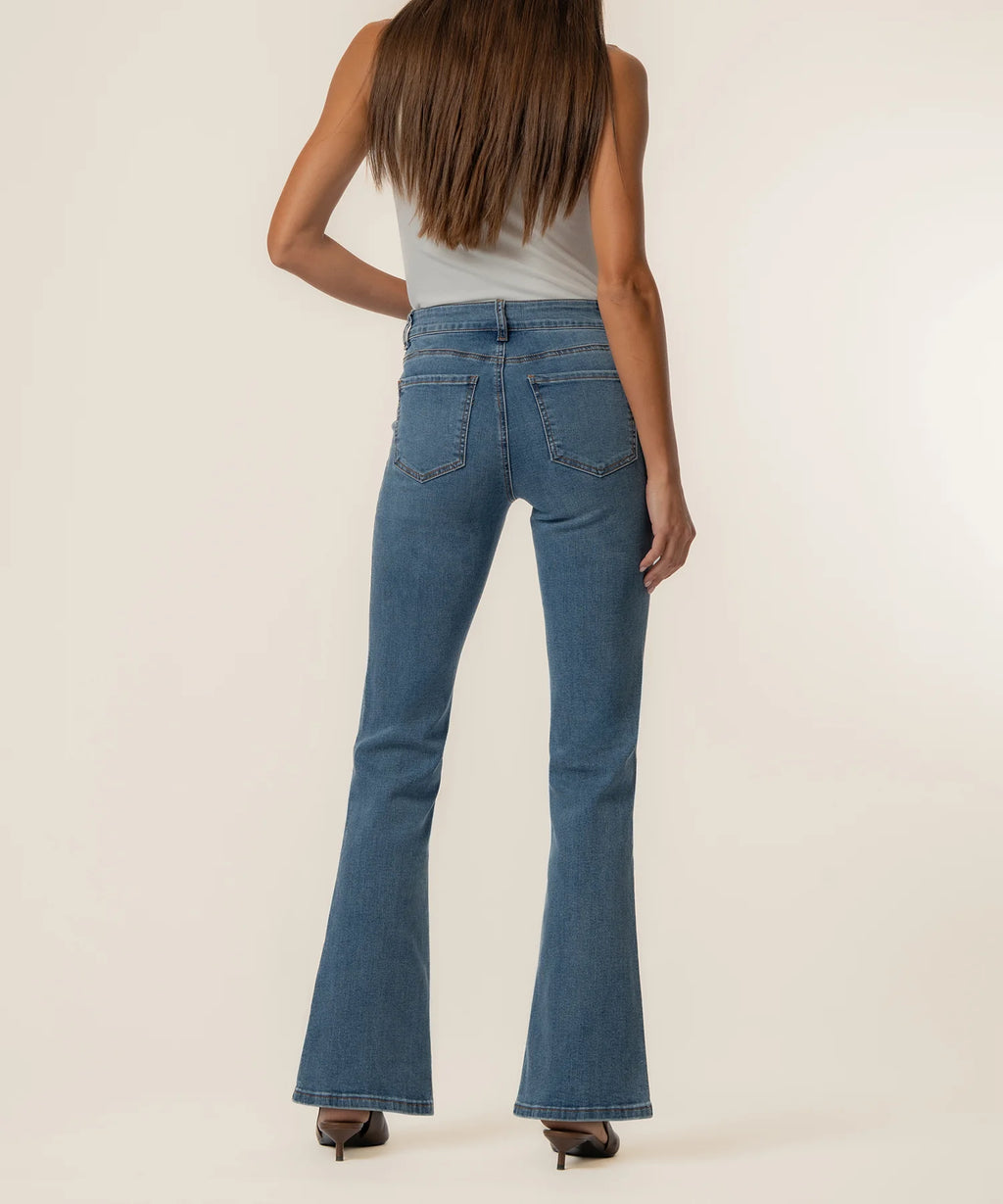 Stella High Rise Flare Clean Hem Denim in Wish Wash Kut From The Kloth Jilli Boutique Dunwoody