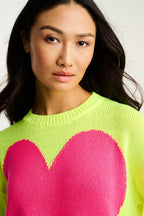 Amore Mio Heart Sweater Neon Yellow Lisa Todd Jilli Boutique Atlanta