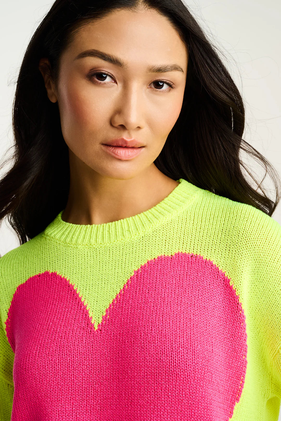 Amore Mio Heart Sweater Neon Yellow Lisa Todd Jilli Boutique Atlanta