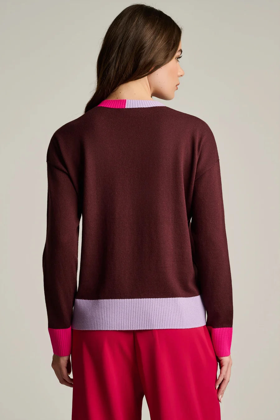 RUM RAISIN BOLD BLOCK COTTON CASHMERE SWEATER Lisa Todd Jilli Boutique Atlanta