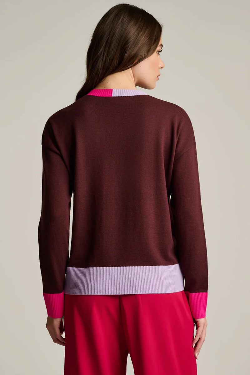RUM RAISIN BOLD BLOCK COTTON CASHMERE SWEATER Lisa Todd Jilli Boutique Atlanta