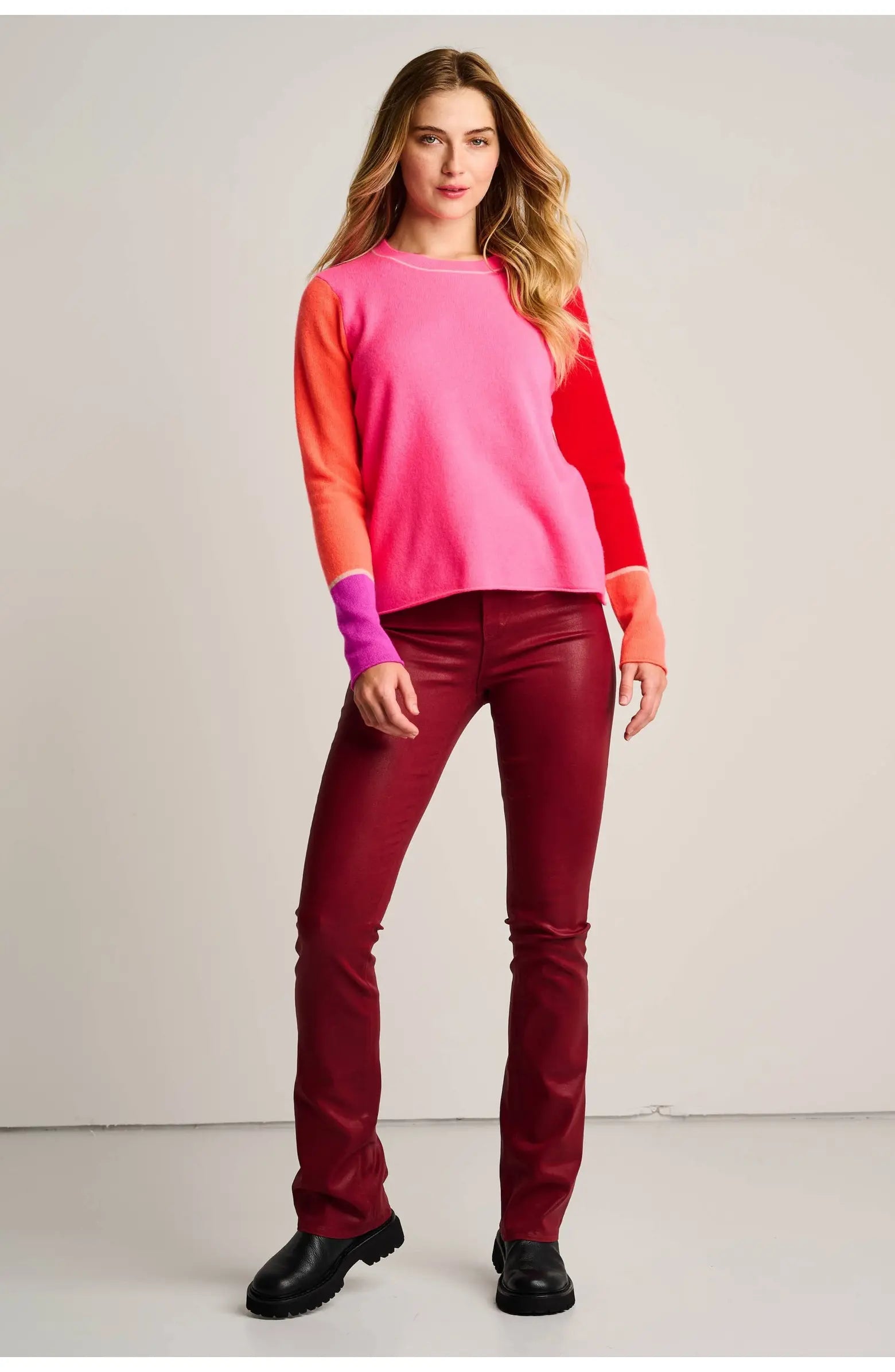 Lisa Todd Jilli Boutique Cashmere Block Talk Neon Pink Combo