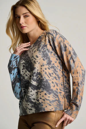 Running Wild Cotton Sweater Ice Blue Camel Jilli Boutique Lisa Todd Cotton