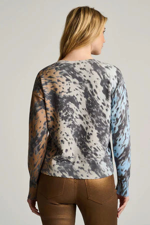 Running Wild Cotton Sweater Ice Blue Camel Jilli Boutique Lisa Todd Buckhead