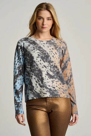 Running Wild Cotton Sweater Ice Blue Camel Jilli Boutique Lisa Todd Sandy Springs