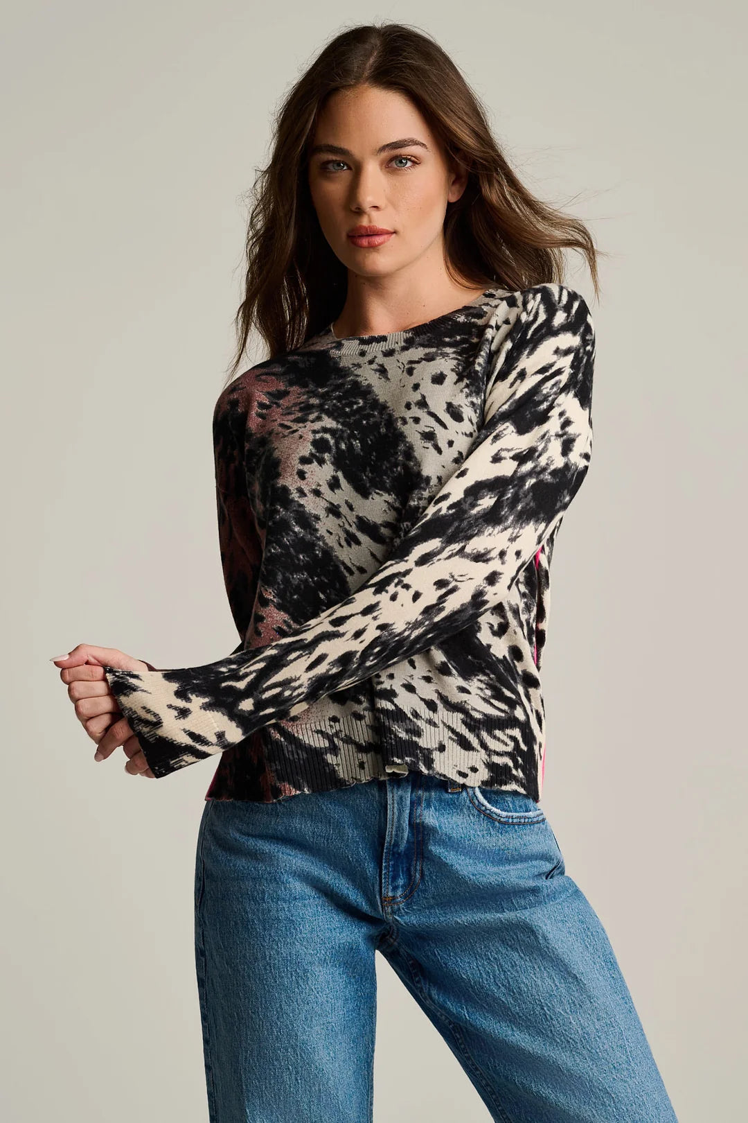 Running Wild Cotton Sweater in  Chocolate Feather by Lisa Todd Jilli Boutique Atlanta