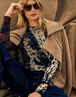 Running Wild Cotton Sweater in  Chocolate Feather by Lisa Todd Jilli Boutique 