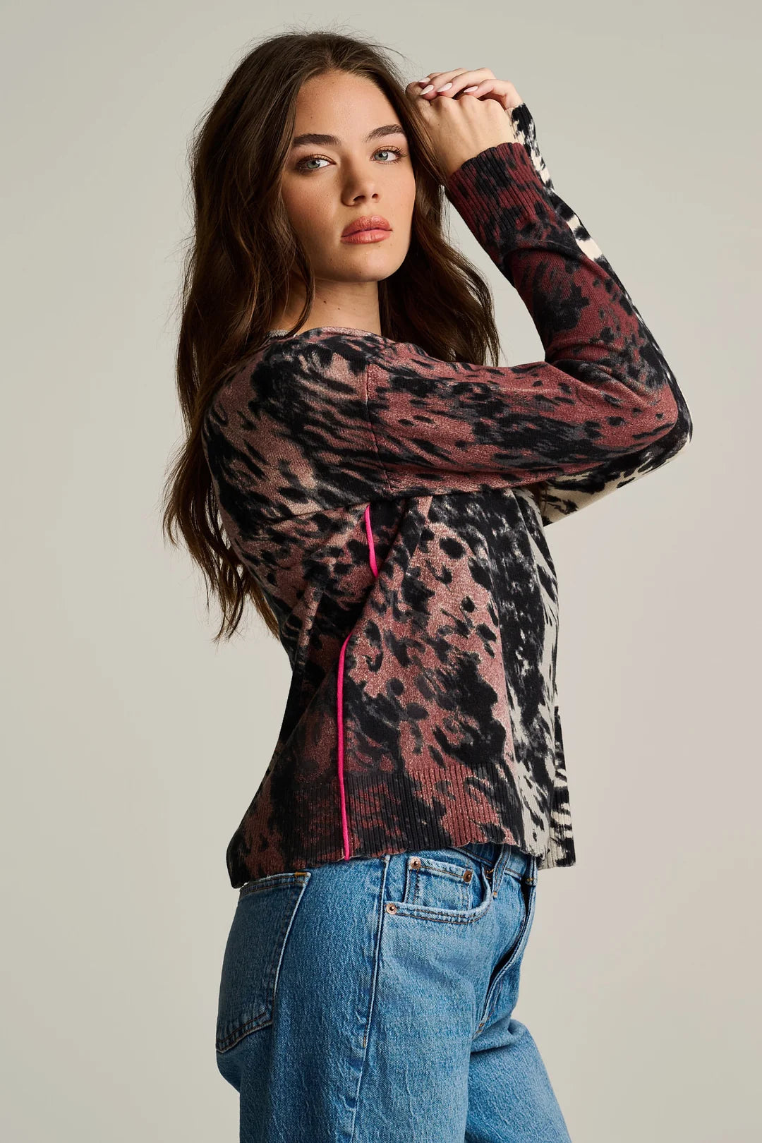 Running Wild Cotton Sweater in  Chocolate Feather by Lisa Todd Jilli Boutique 