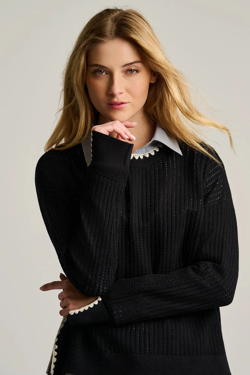 Lisa Todd Power Stitch Cotton Pullover Black Jilli Boutique