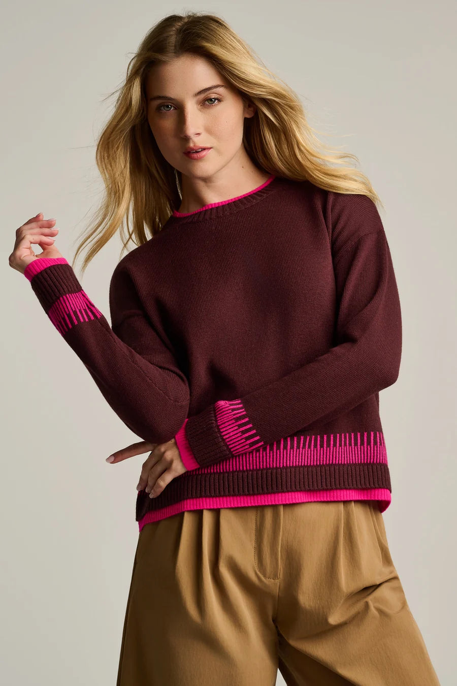Point Taken Cotton Sweater Rum Raisin Lisa Todd F26-C322