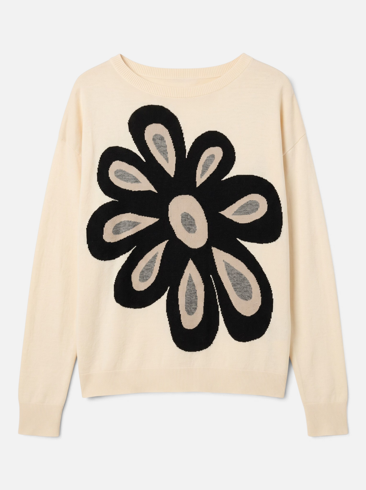 Flower Power Cotton Sweater by Lisa Todd in Full Cream