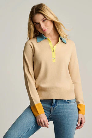 Lisa Todd Pop Posh Cotton Cashmere Polo Sable Jilli Boutique Sweater Buckhead Style F265-775