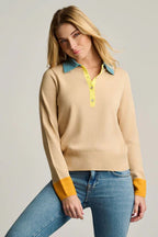 Lisa Todd Pop Posh Cotton Cashmere Polo Sable Jilli Boutique Sweater Buckhead Style F265-775