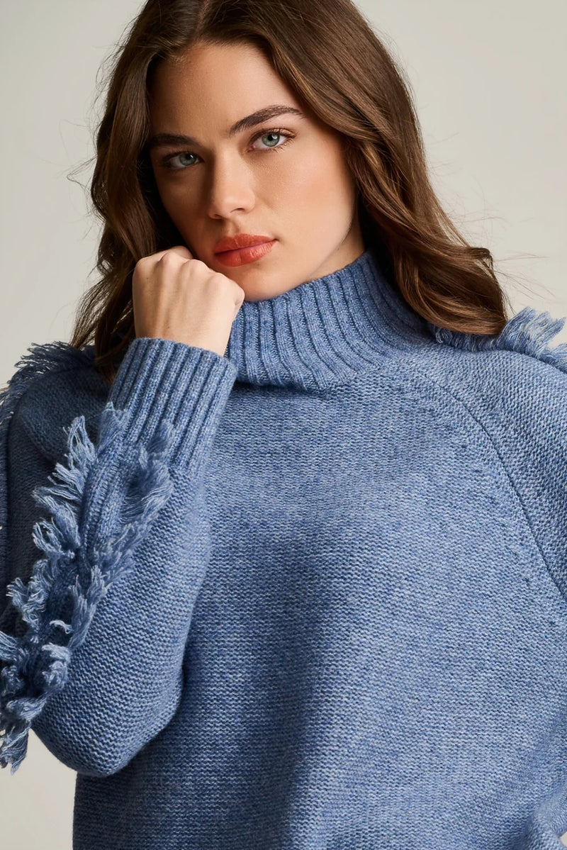 Lisa Todd Fringe Benefits Sweater in Steel Blue Jilli Boutique F26 SY104