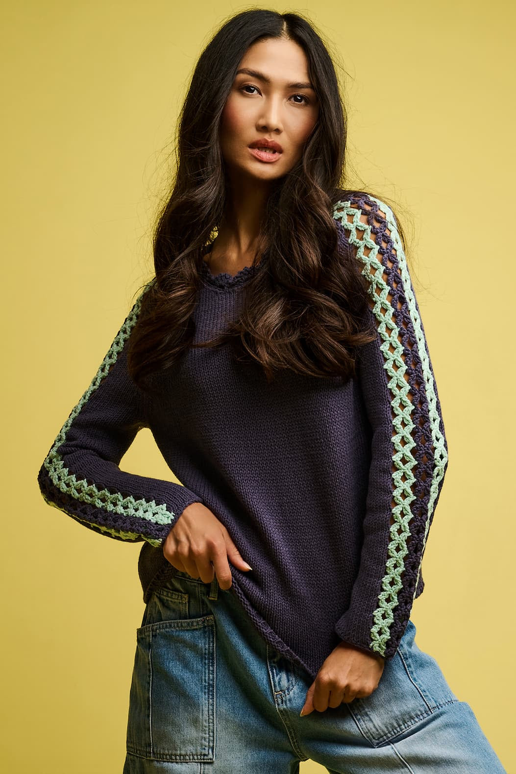 Shore Club Denim Spearmint Lisa Todd Jilli Boutique Cotton Sweater