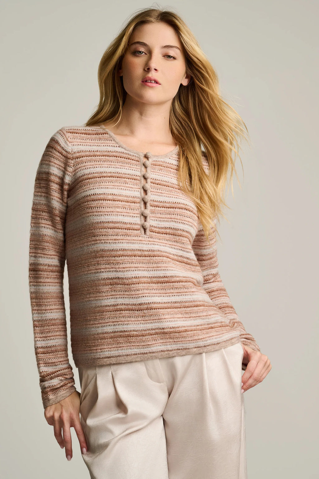 Lisa Todd Knit Happens Henley  Oat Jilli Boutique Atlanta