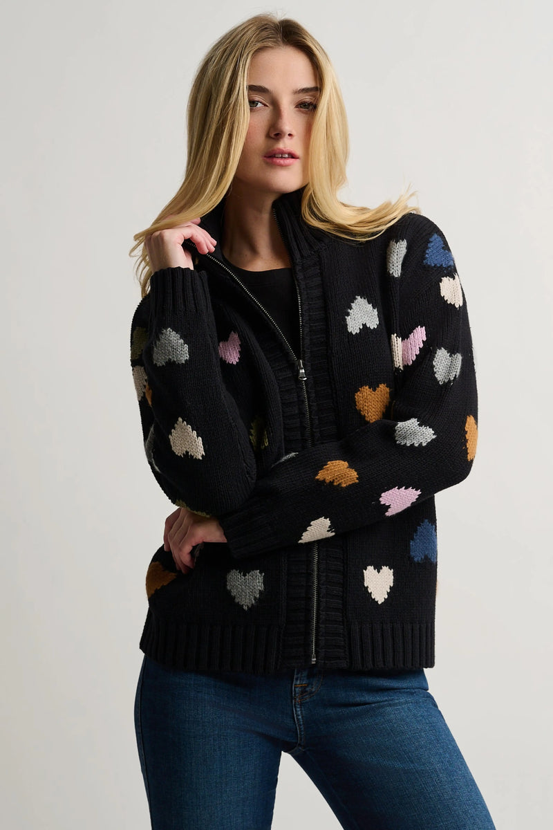 Love Zip Cardigan in Black by Lisa Todd Jilli Boutique