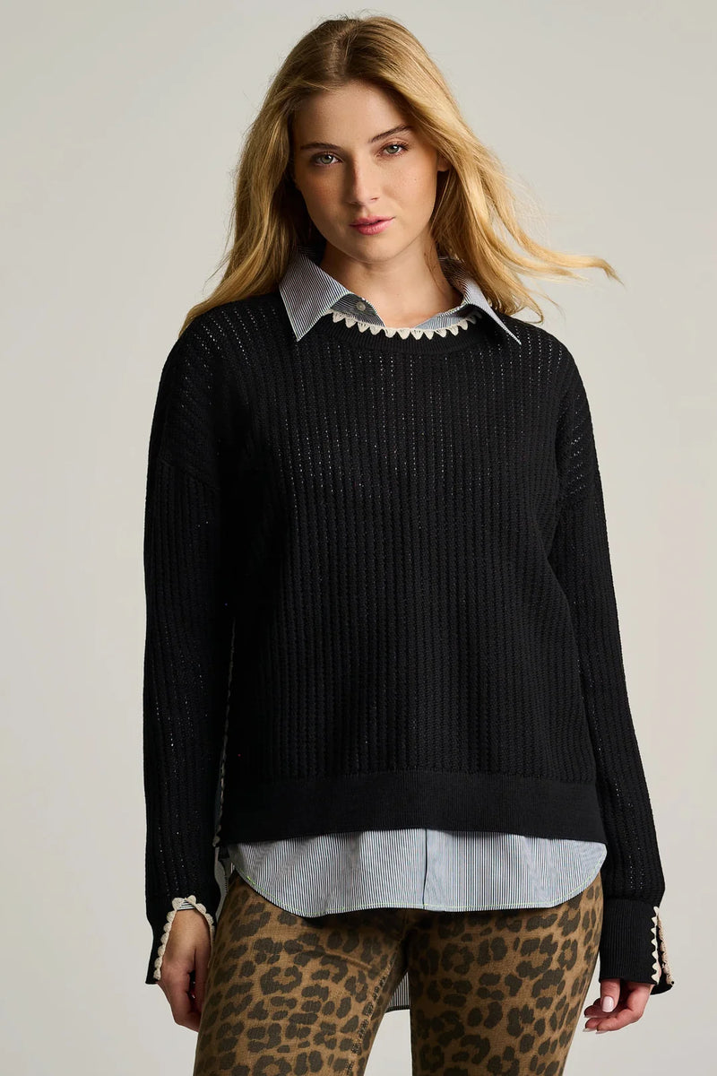 Lisa Todd Power Stitch Black Cotton Pullover Jilli Boutique Dunwoody