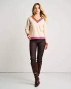 Ribbed and Ready in Almond by Lisa Todd Jilli Boutique R25-C270 cotton v-neck sweater